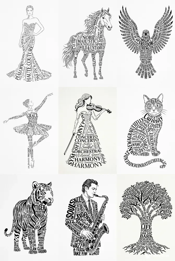 Typographic Silhouette Art