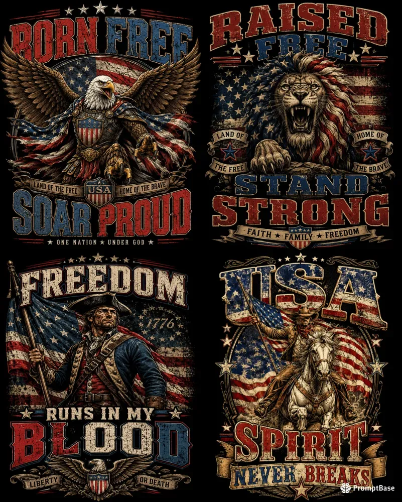 Vintage Patriotic Usa Freedom Tees