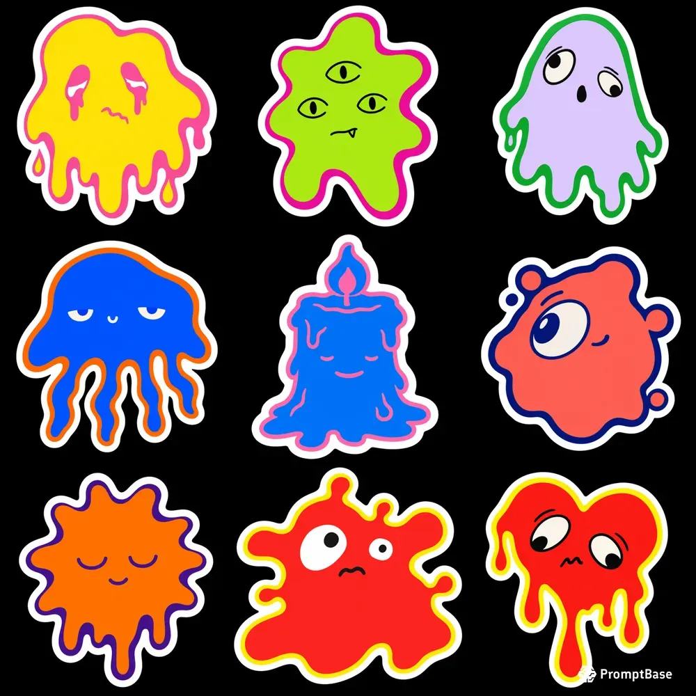 Surreal Organic Character Sticker Vectors