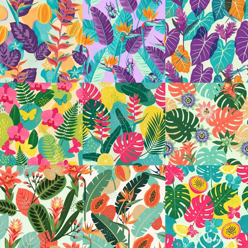 Tropical Botanicals Seamless Patterns
