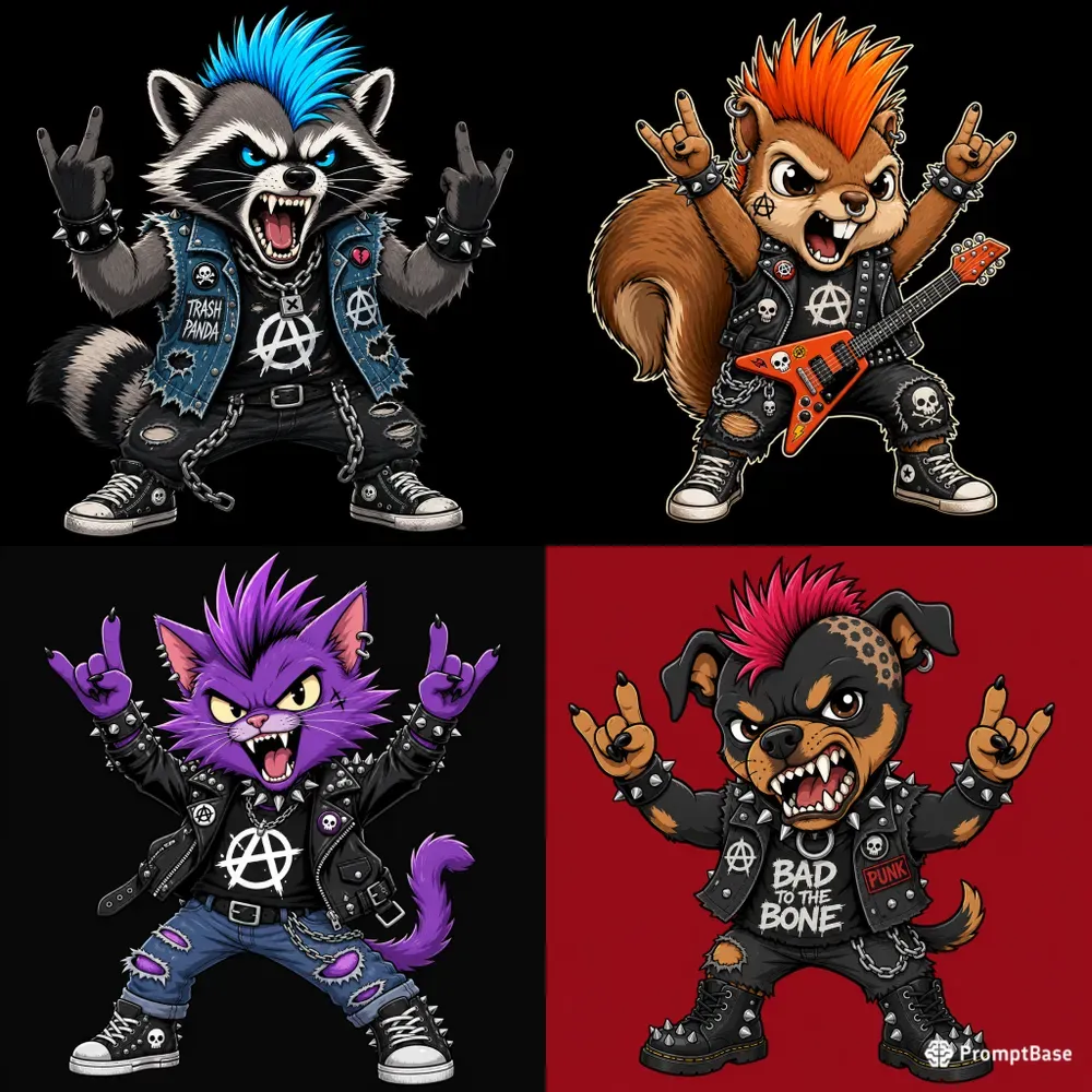 Punk Animal Cartoon Packs
