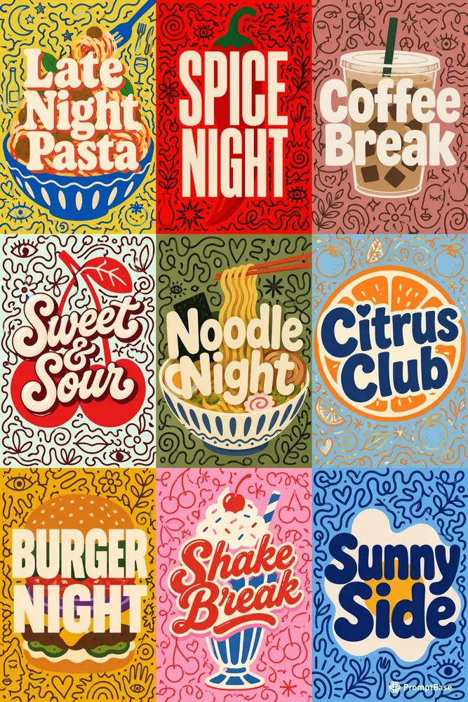Indie Food Poster Pop Art Sets