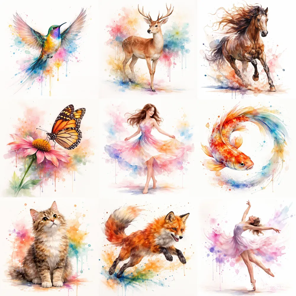 Watercolor Character Action Packs