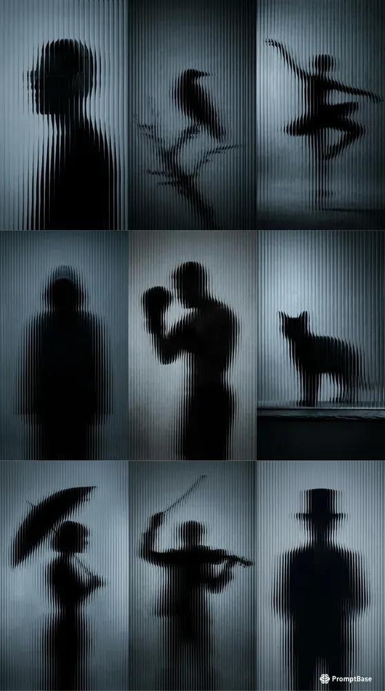 Dark Fluted Glass Silhouettes