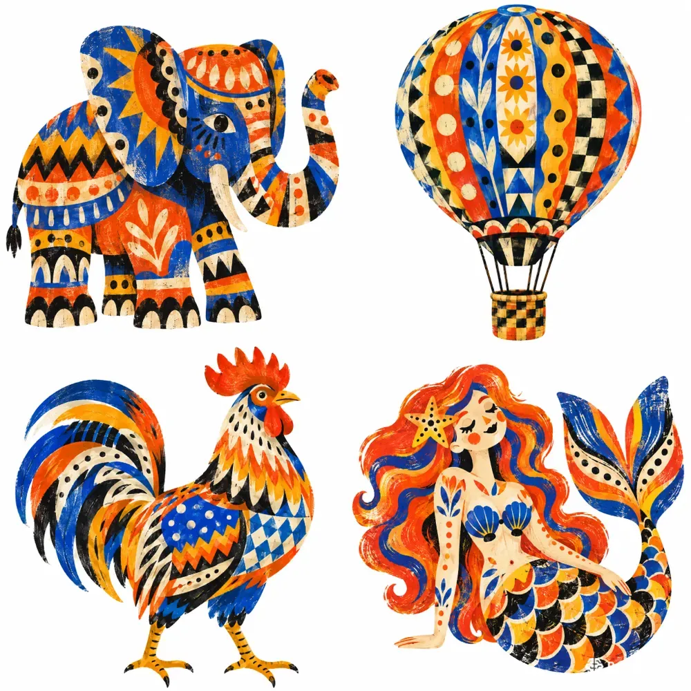 Colorful Primitive Folk Art