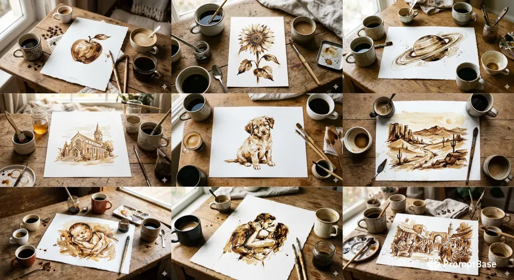 Coffee Art On White Canvas Sheets