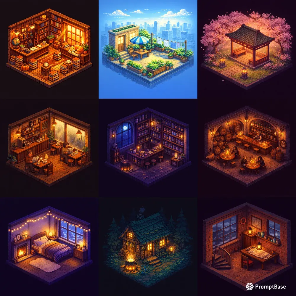 Cozy Pixel Art Dioramas Any Settings