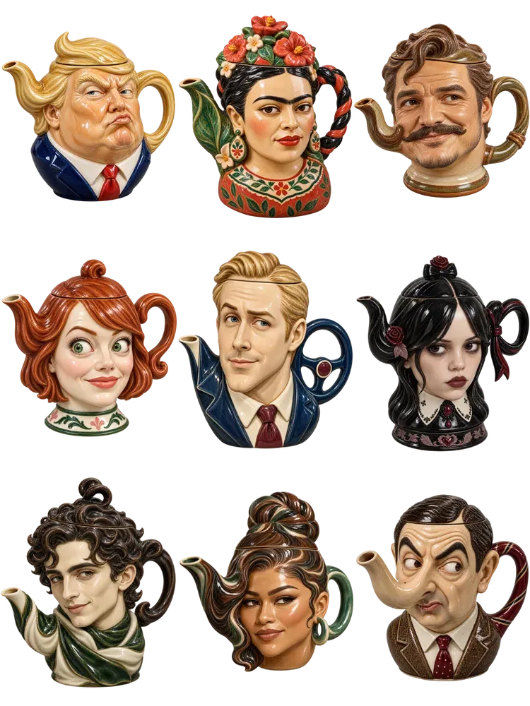Celebrity Caricature 3D Ceramic Teapots