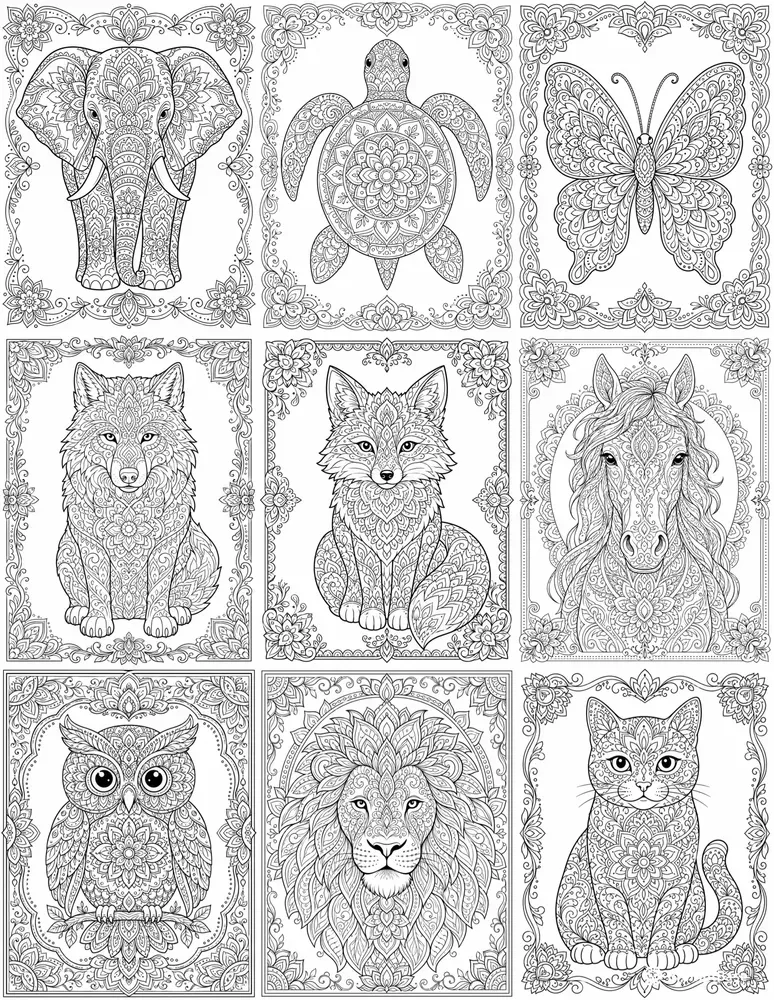 Animal Mandala Coloring Pages