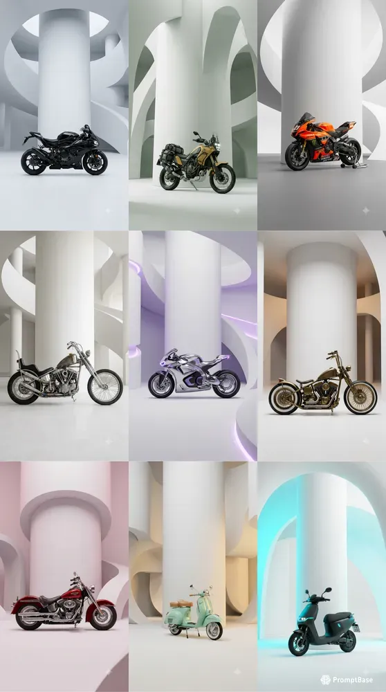 White Cylinder Motorcycle Stages