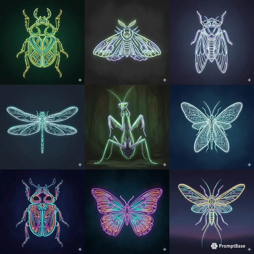 Neon Insect Illustration Systems