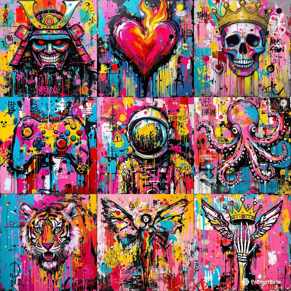 Colorful Graffiti Canvas Street Art