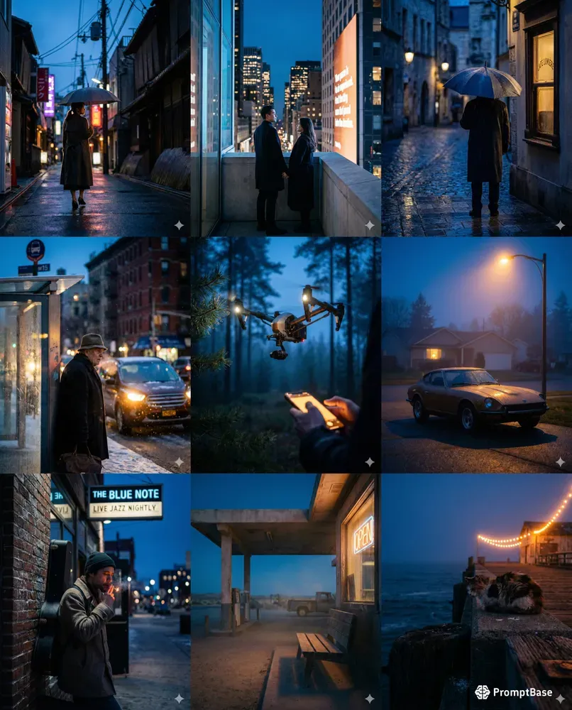 Cinematic Twilight Blue Hour Candids