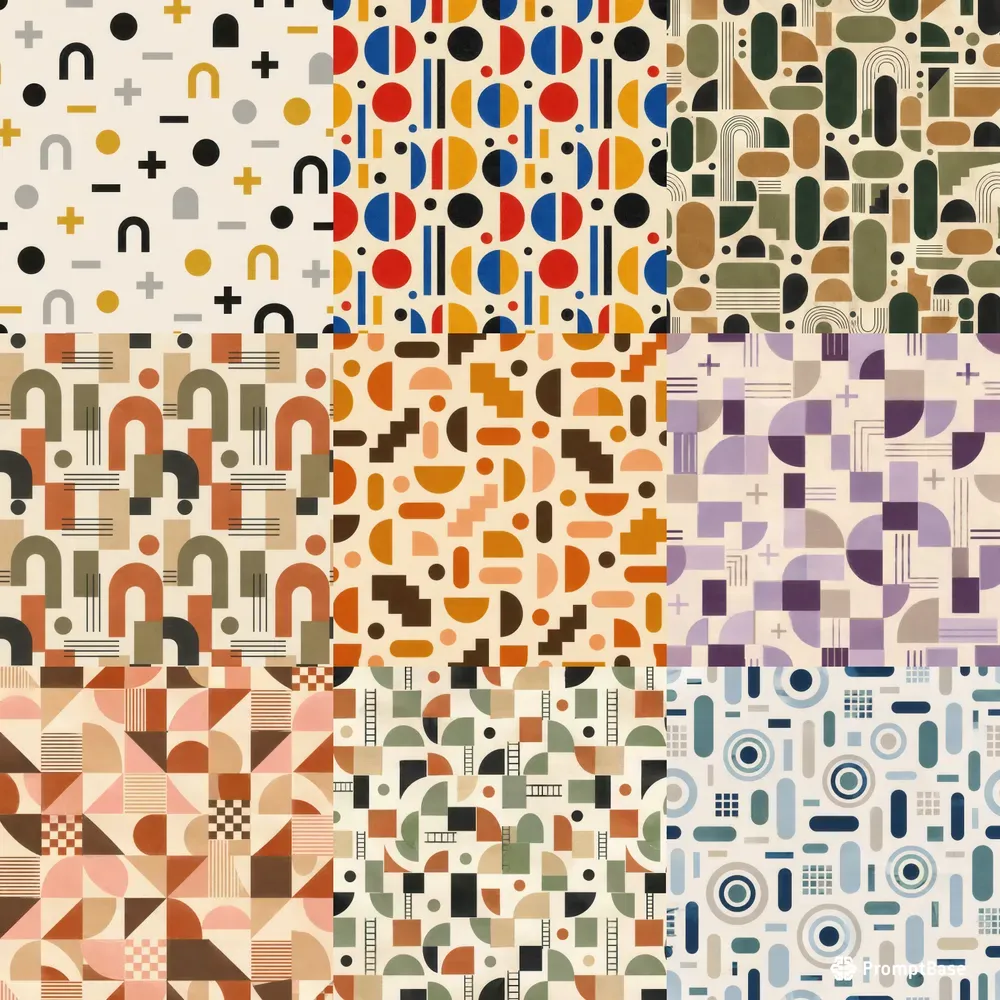 Abstract Bauhaus Geometric Digital Papers
