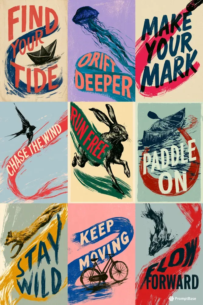 Expressive Brush Trail Posters