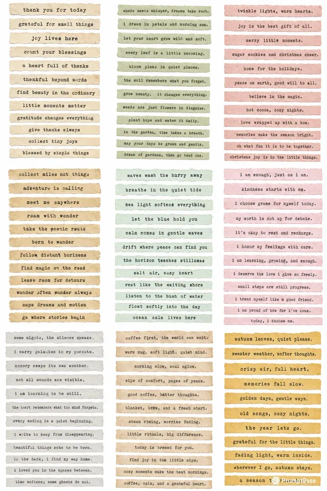 Typewriter Quote Strip Sheets