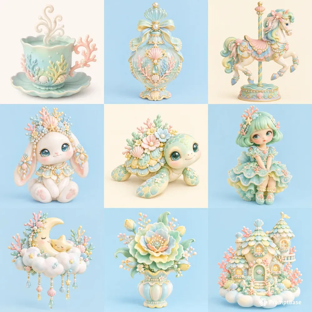 Pastel Sugar Coral 3D Cliparts