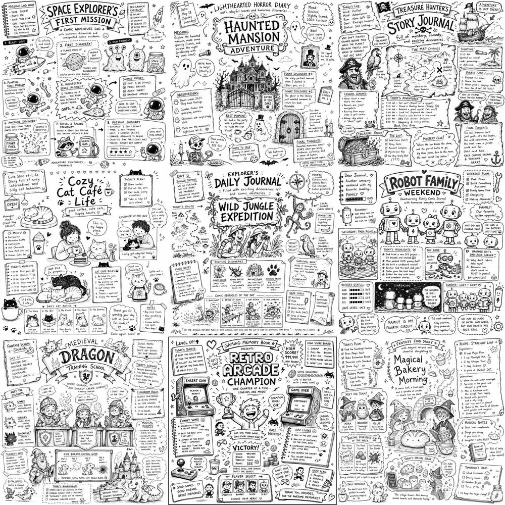 Hand Drawn Doodle Journals