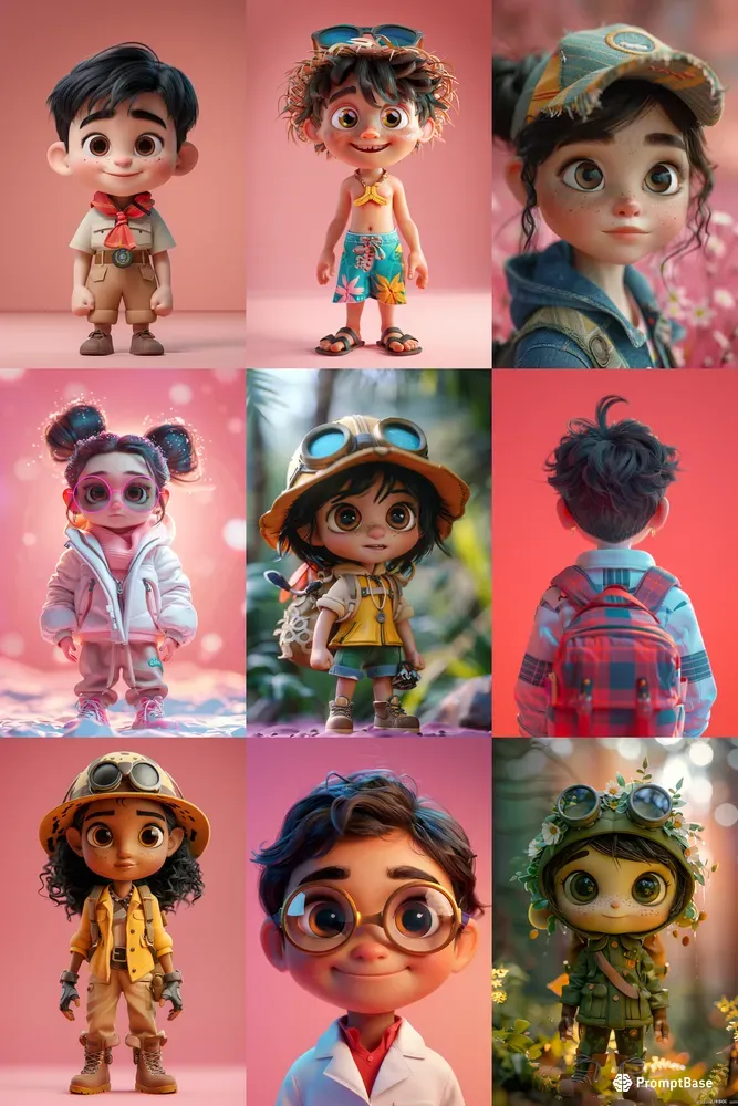 Cute 3D Cartoon Boy Characters