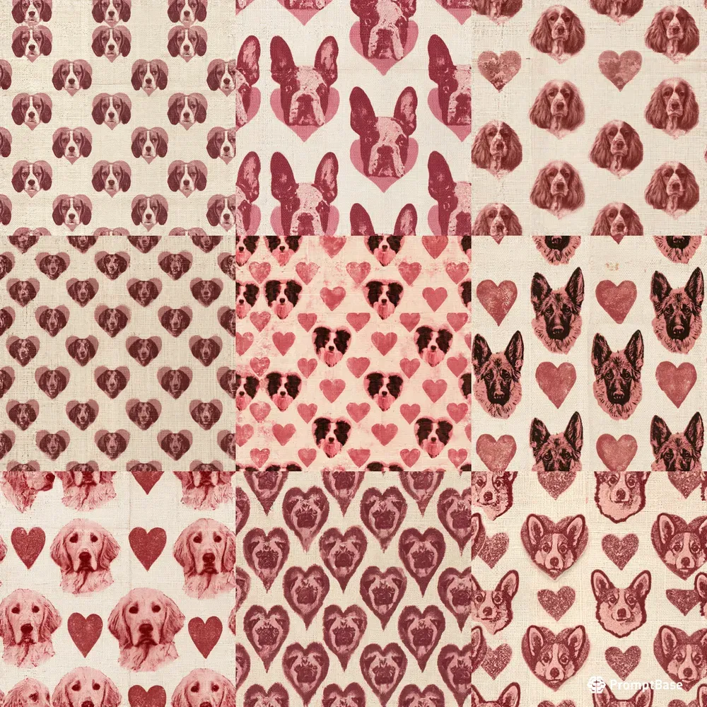 Dog Breed Heart Valentine Backing Papers