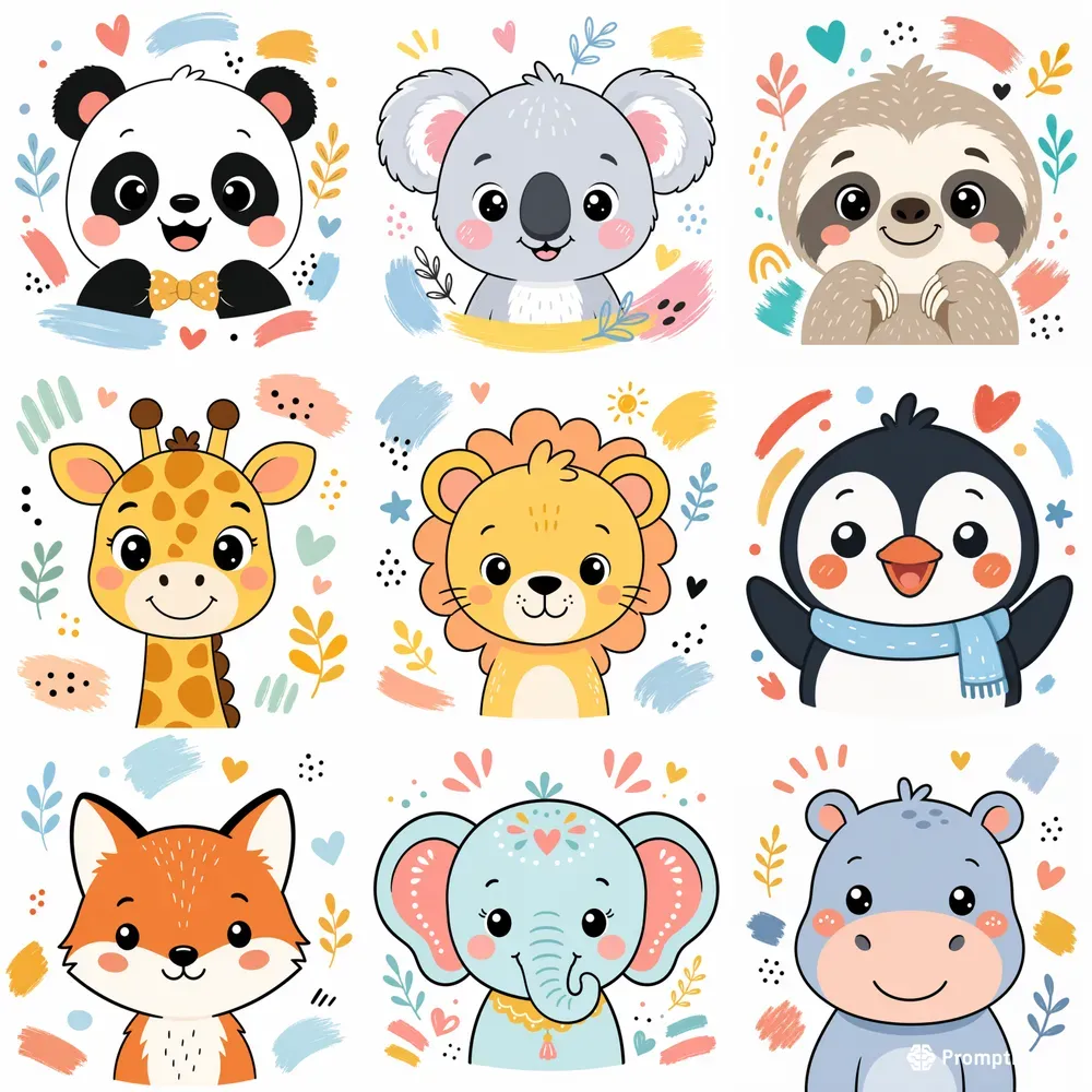 Cute Minimal Animal Portrait Packs