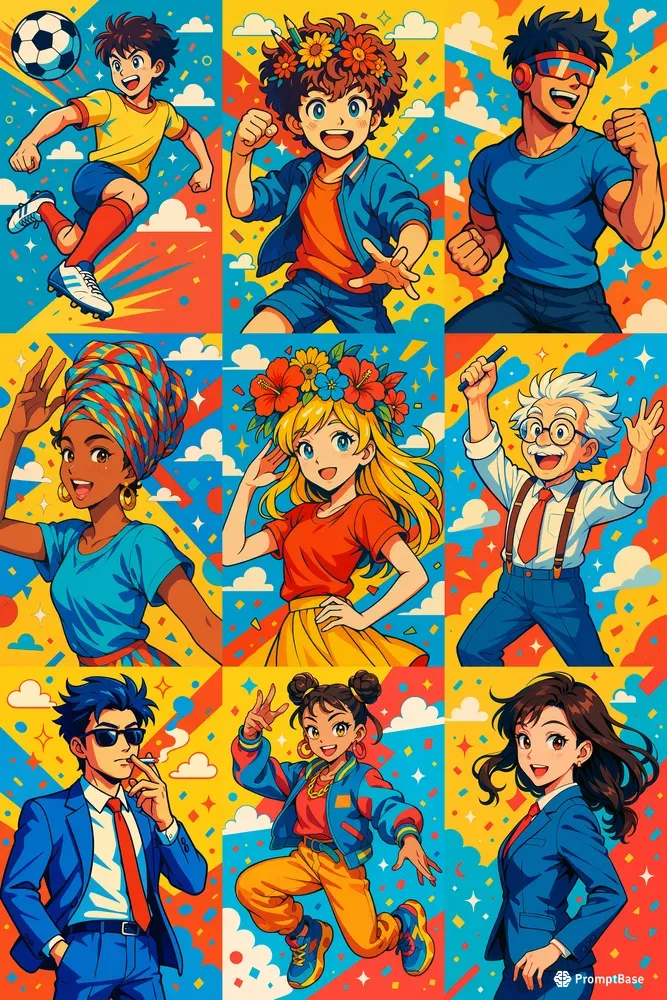 Vibrant Popanime Vector Portraits