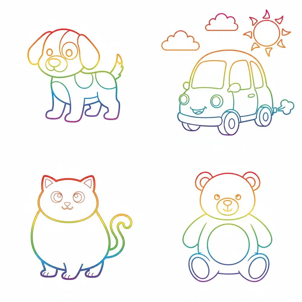 Simple Rainbow Outline Coloring Pages