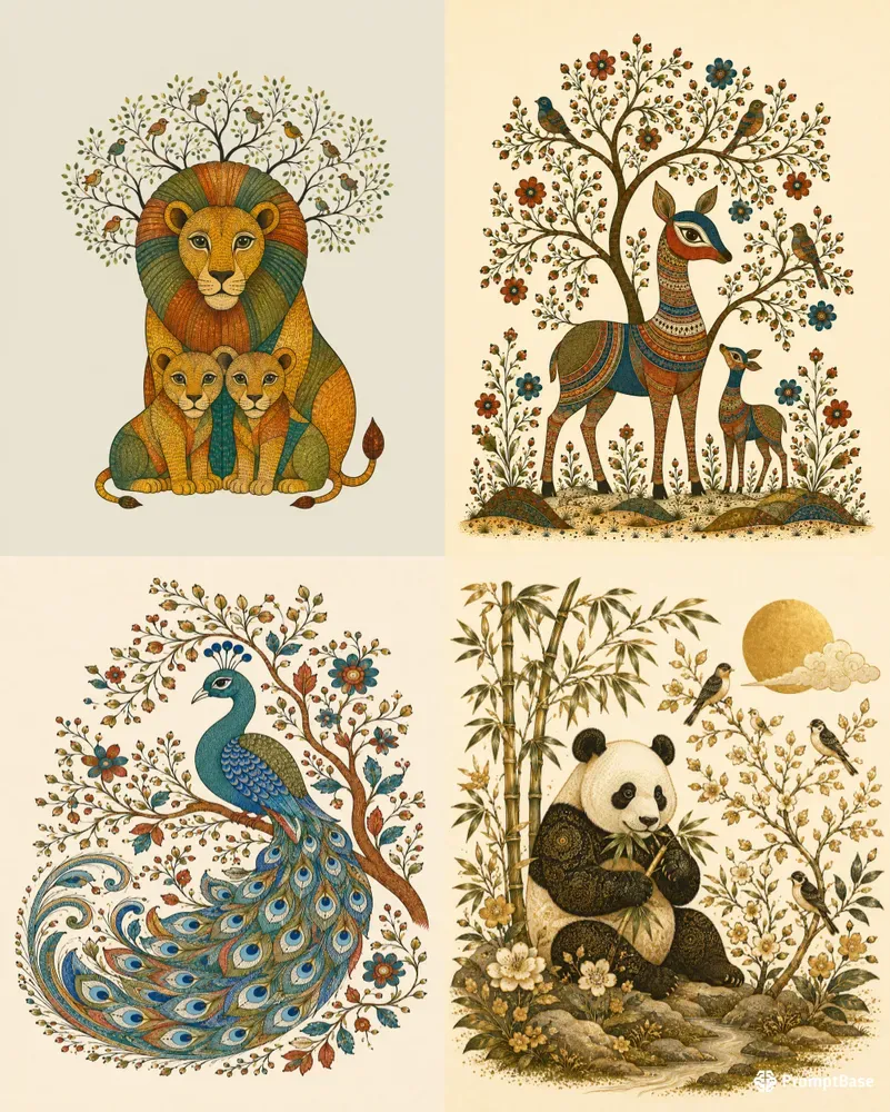 Customizable Gond Art Animal Generator