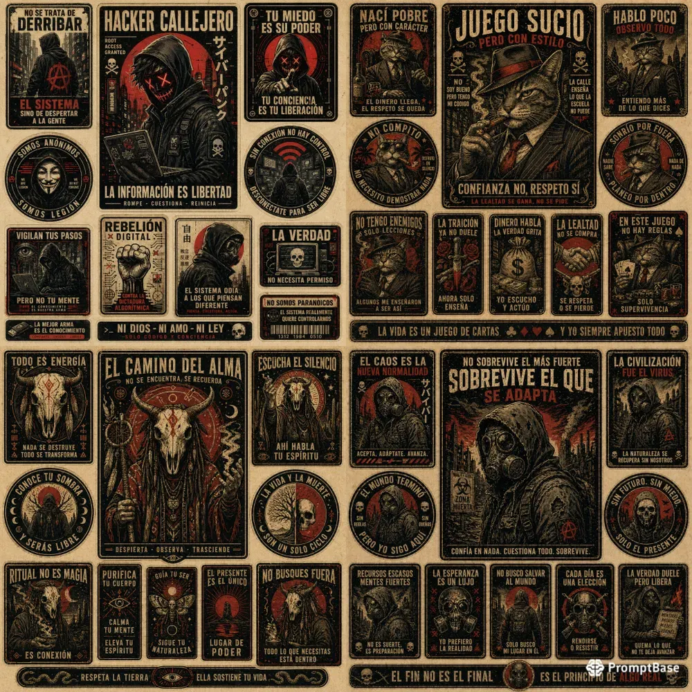 Vintage Grit Sticker Sheet Generator