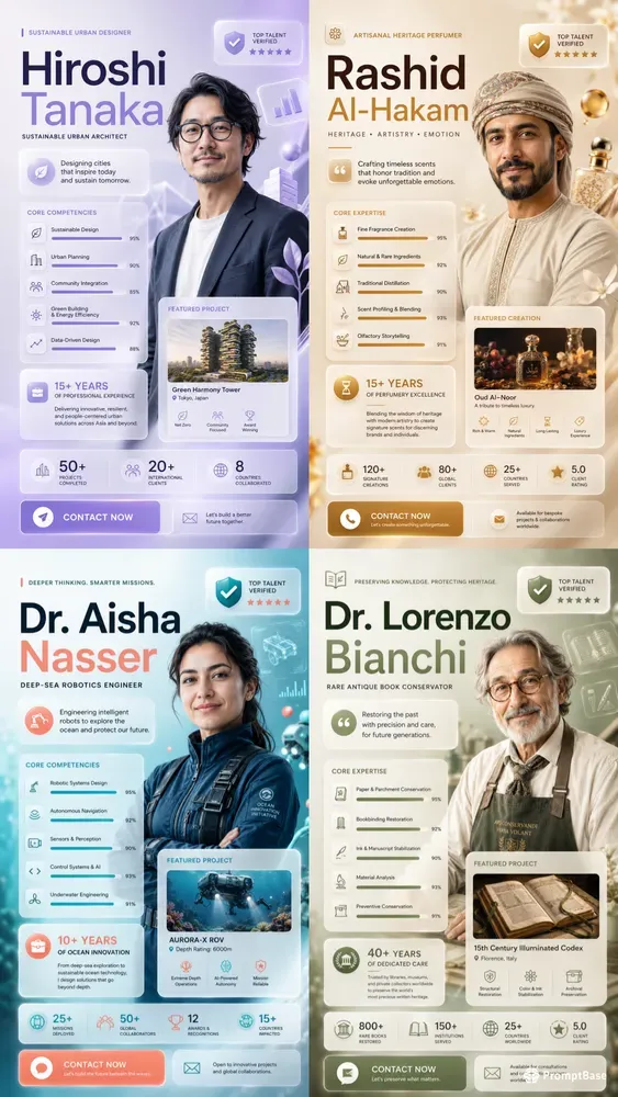 Professional Profile Infographic Ad UIs