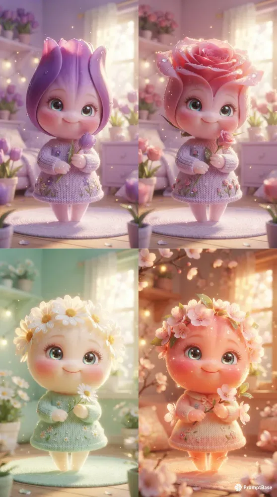 The Cute 3D Flower Character Collections