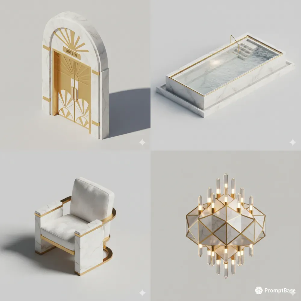 Luxury Gold Marble 2D Isometric Pros