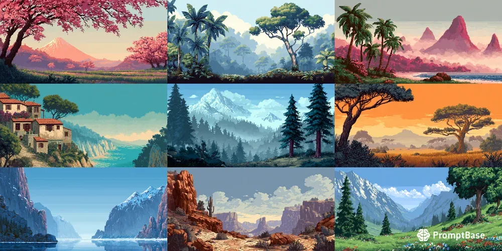 Retro Pixel Landscape Backgrounds