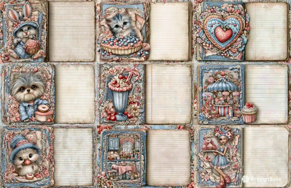 Sweet Denim Baking Girl Double Pages