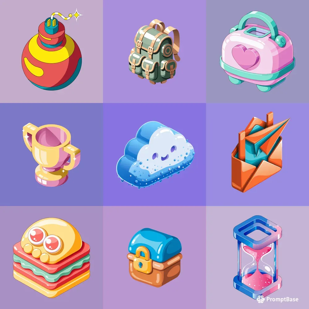 3D Kawaii Volumetric Plastic Icons