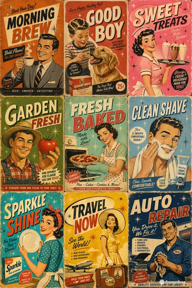 Vintage 1950s Advertisement Posters