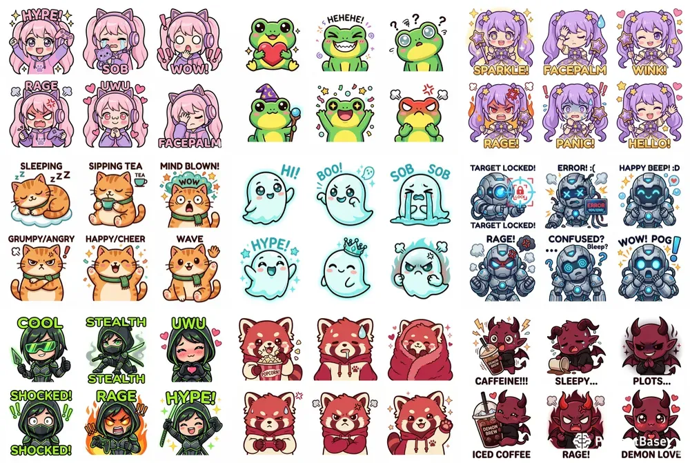 Cute Chibi Twitch Emote Sheets