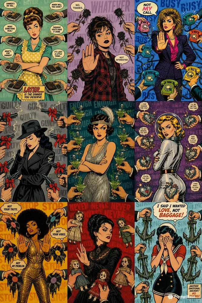 Satirical Retro Pop Art Comic Posters