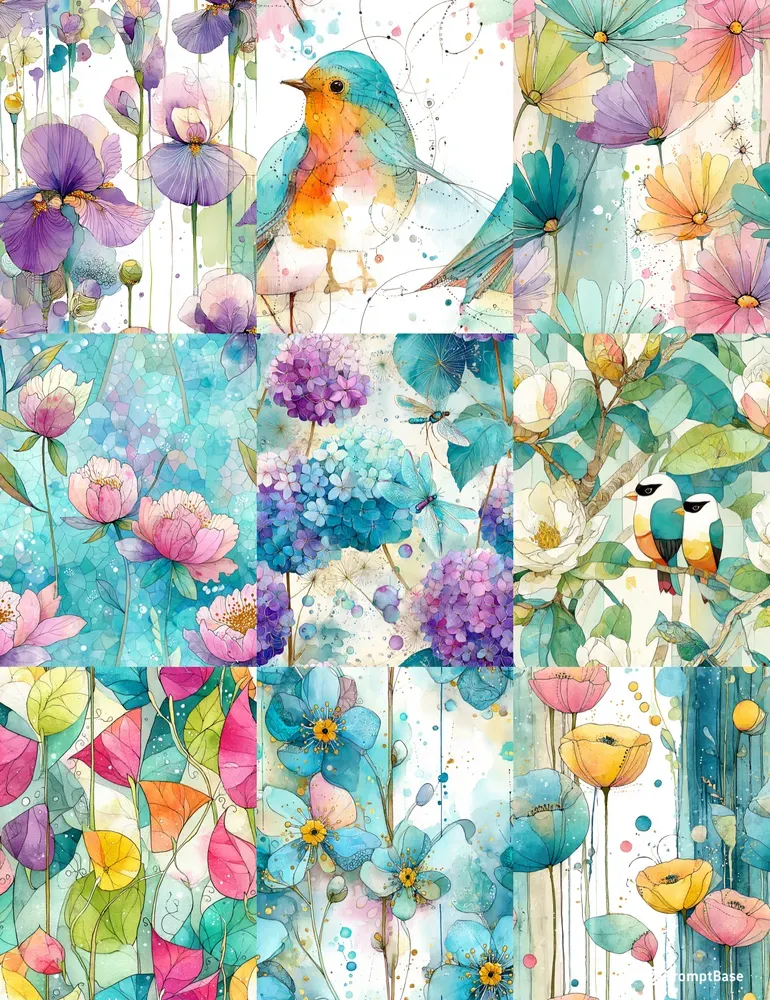 Dreamy Seamless Silk Textile Art Patterns