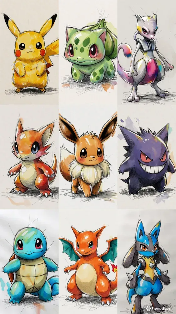 Playful Pokemon Hero Sketches