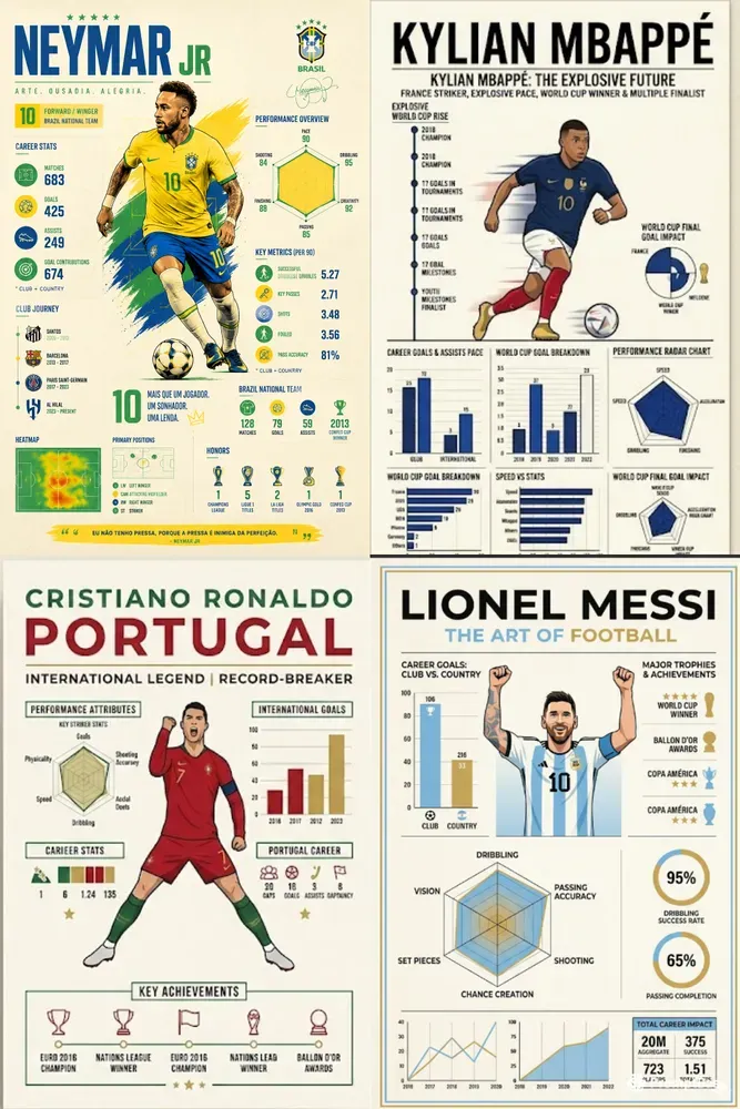 World Cup Player Infographic Posters