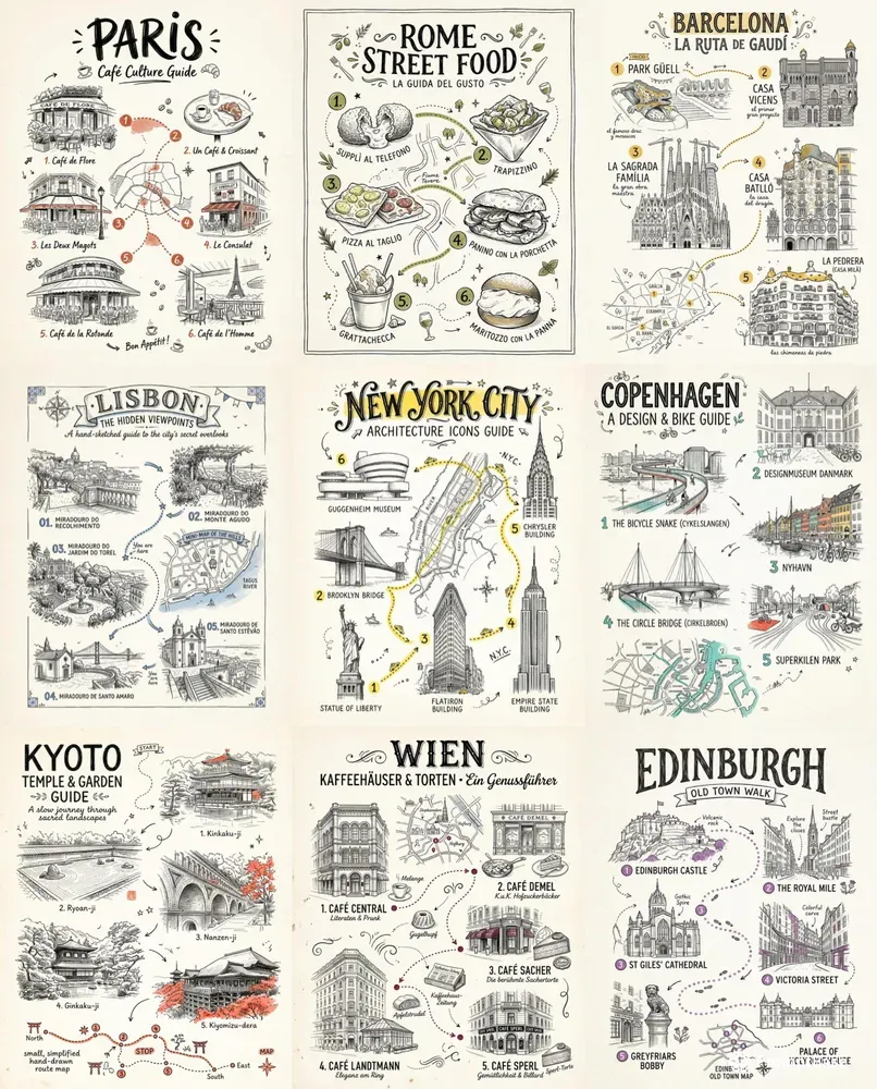 Ink Sketch City Guide Infographics