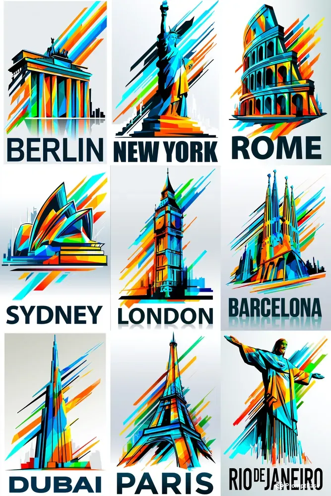 Prismatic City Landmark Posters