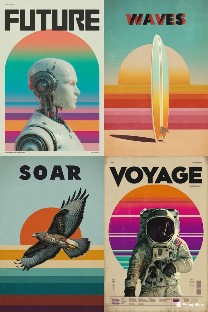 Retro Modern Gradient Posters