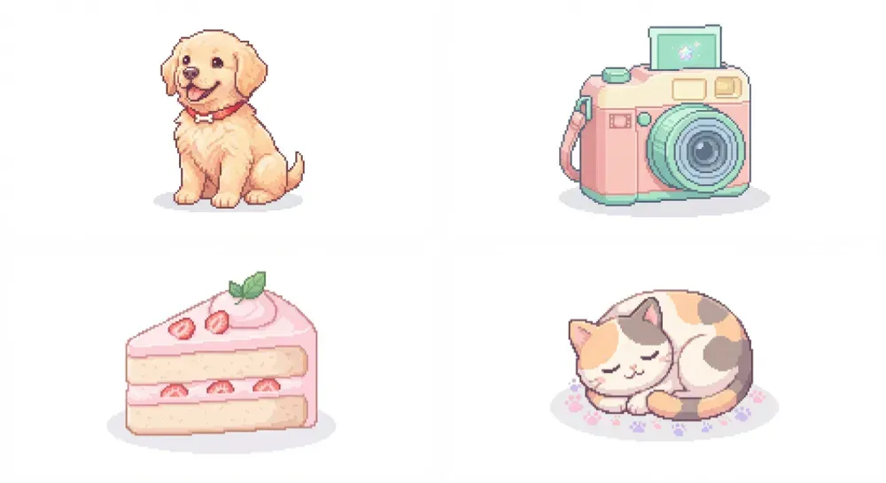 Cute Pixel Sticker Art