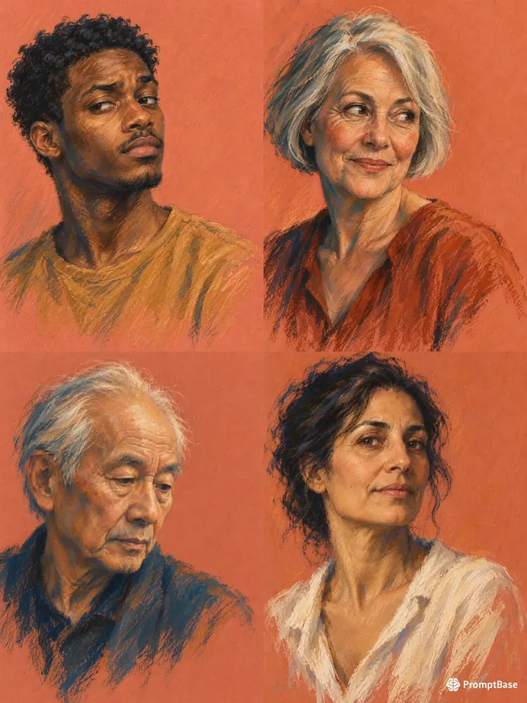 Expressive Human Pastel Art Prints