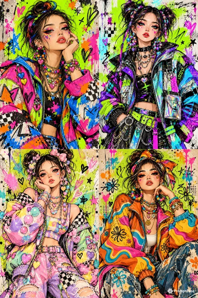 Neon Streetwear Fashion Illustrations