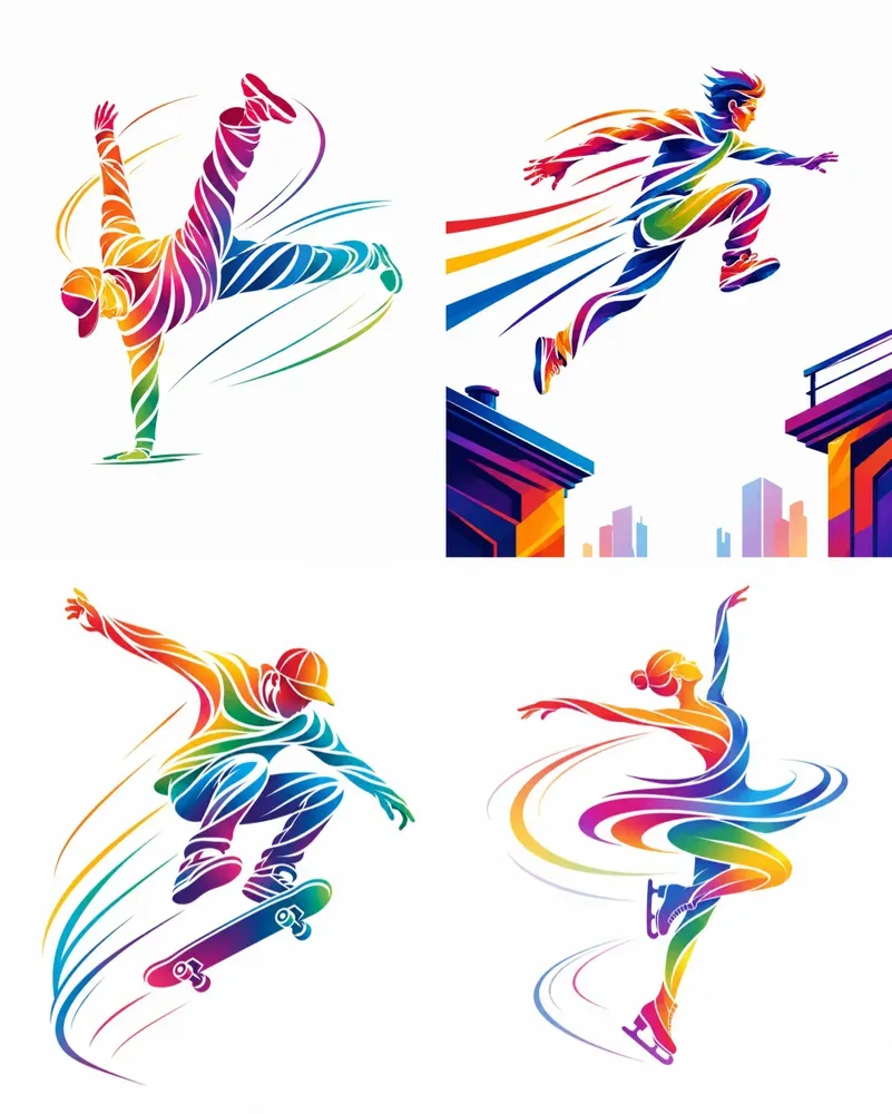 Ribbon Motion Silhouettes