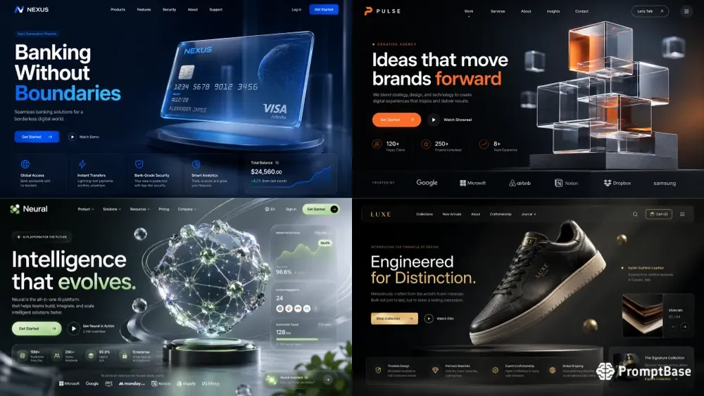 3D Saas Landing Page UI Concepts