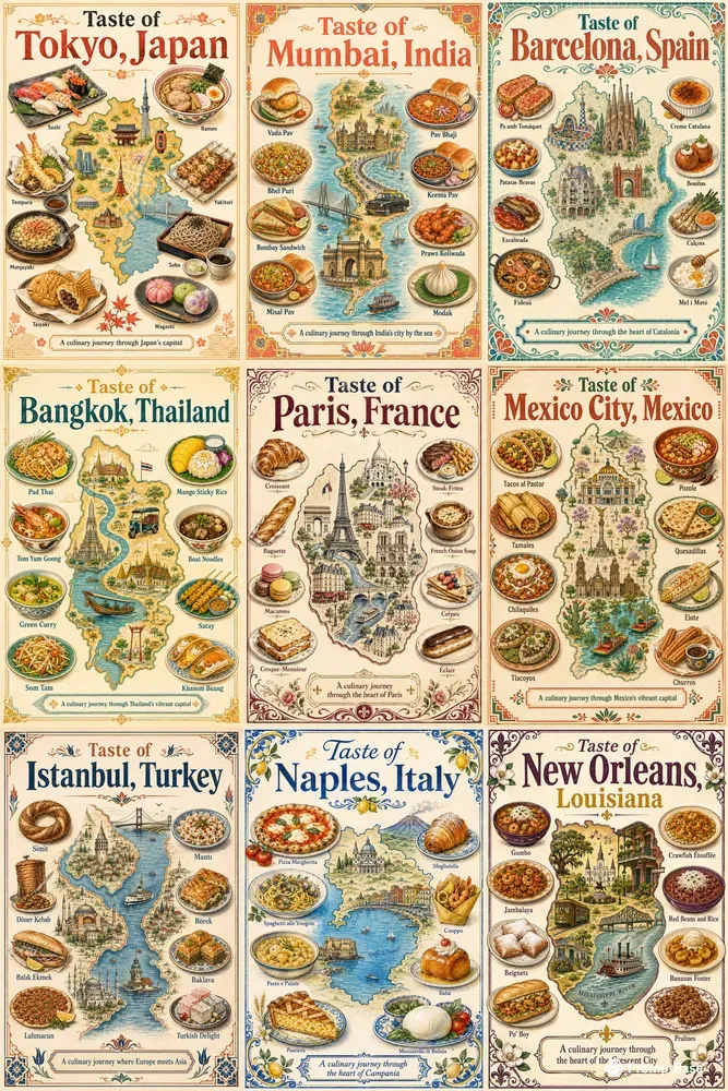 Destination Food Map Poster Templates